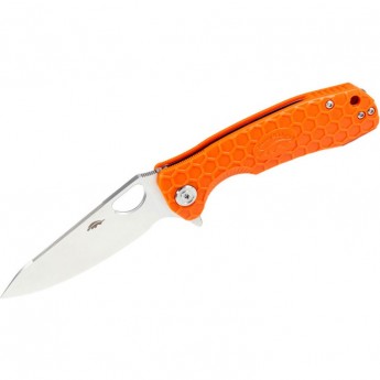 Нож HONEY BADGER LEAF D2 M с оранжевой рукоятью